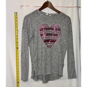 Gap Kids Girls Gray Long Sleeve Pullover Sweater Sequins Heart XXLarge